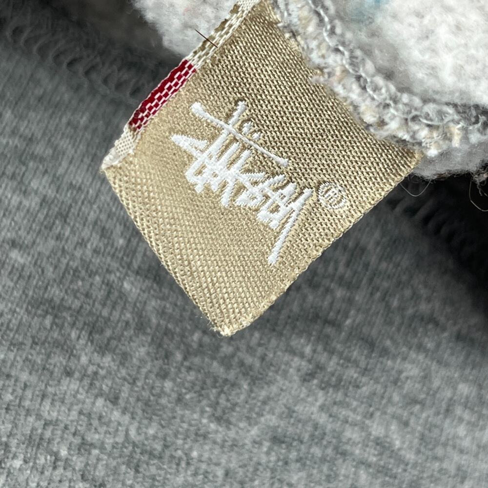 STUSSY Sweatshirt Mens 2XL State Crew Fleece Pullover Cotton Blend Gray USA VTG - Picture 10 of 14